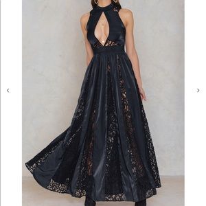 Lace Panel Floor Length Dress